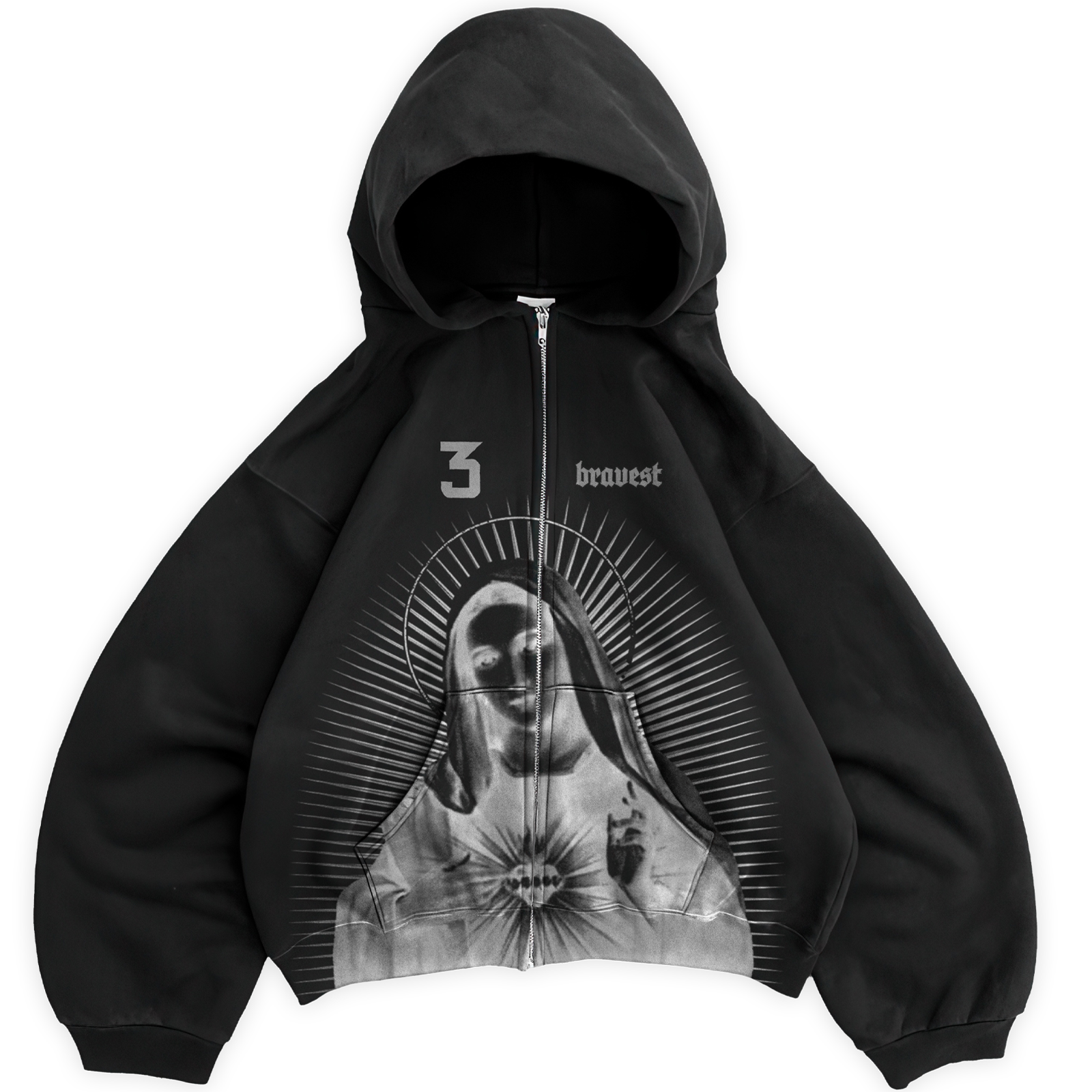 Black Mary Zip Up Hoodie