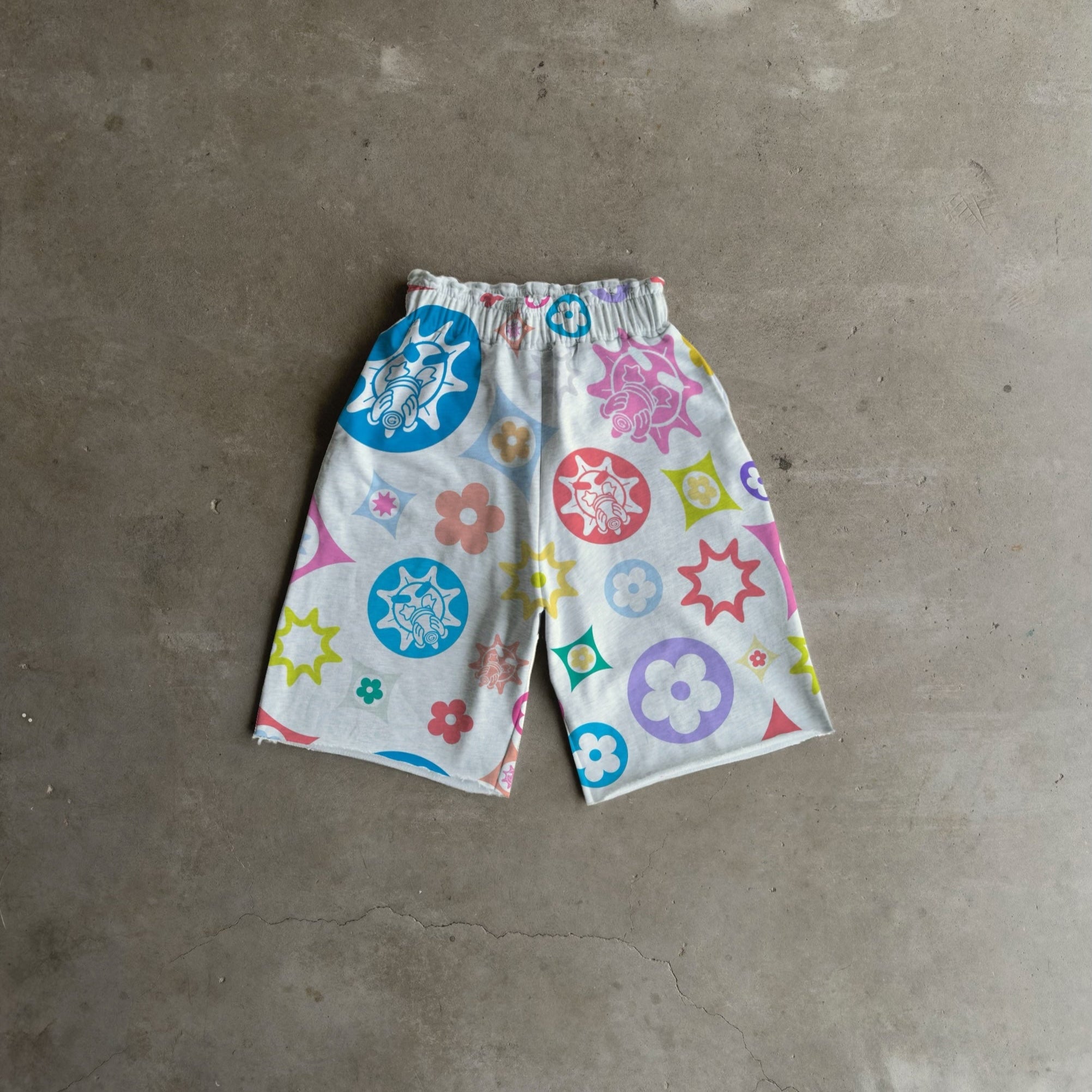 Glo Gang Flower Baggy Sweatshorts Heather Grey