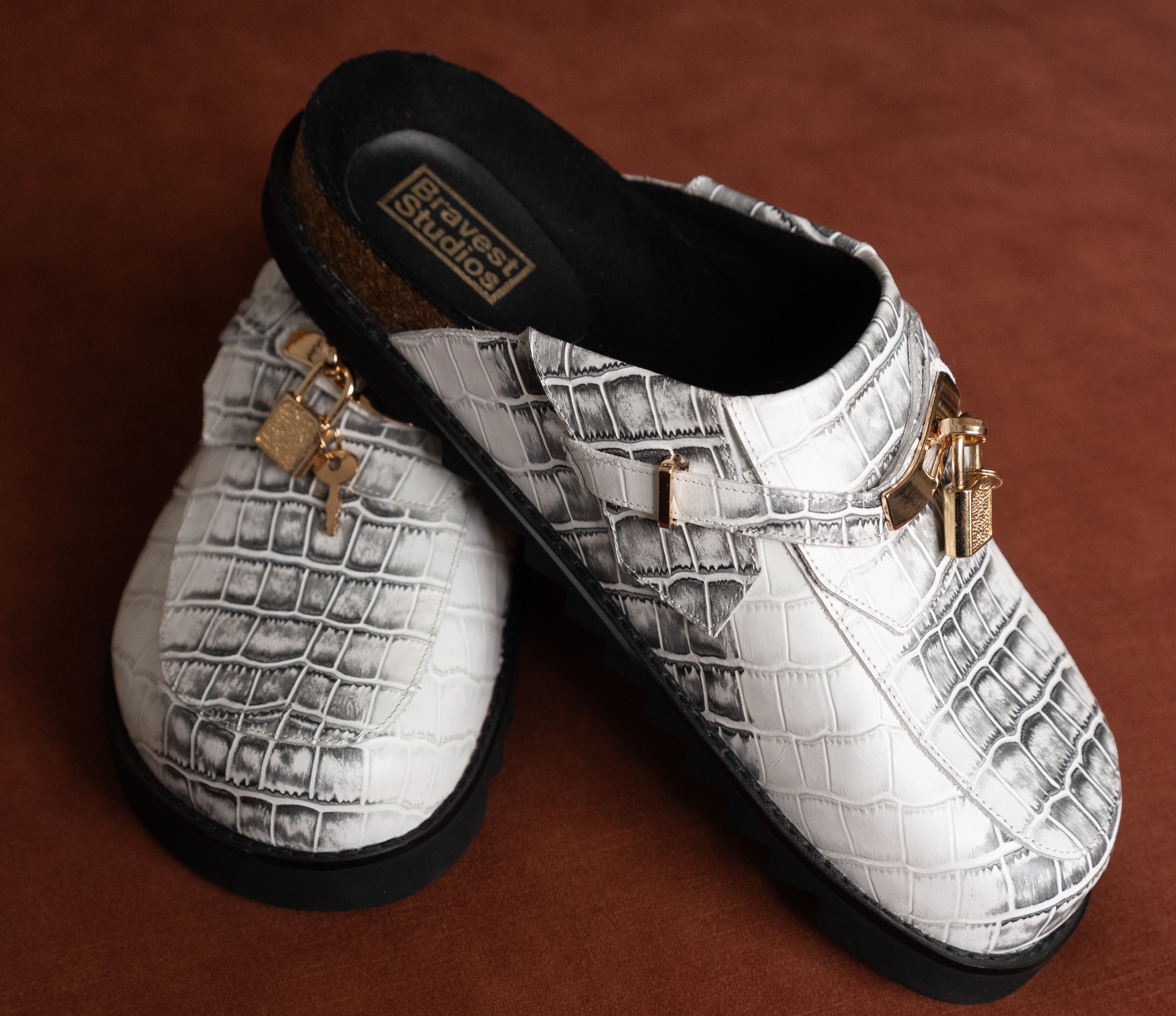 Bag Clogs White Snakeskin 12 Bag Clogs (Two Colorways)
