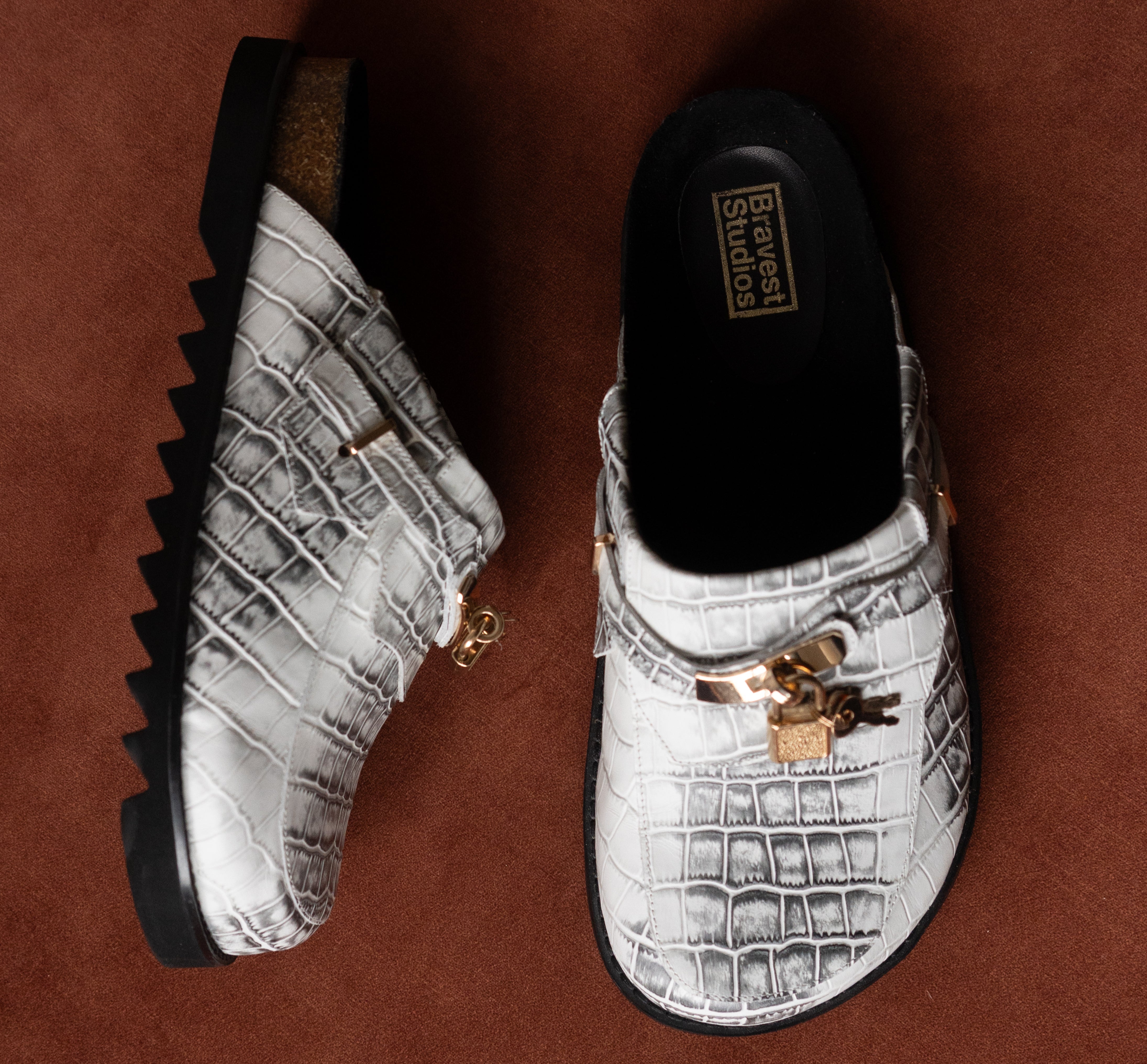 Bag Clogs White Snakeskin 10 Bag Clogs (Two Colorways)