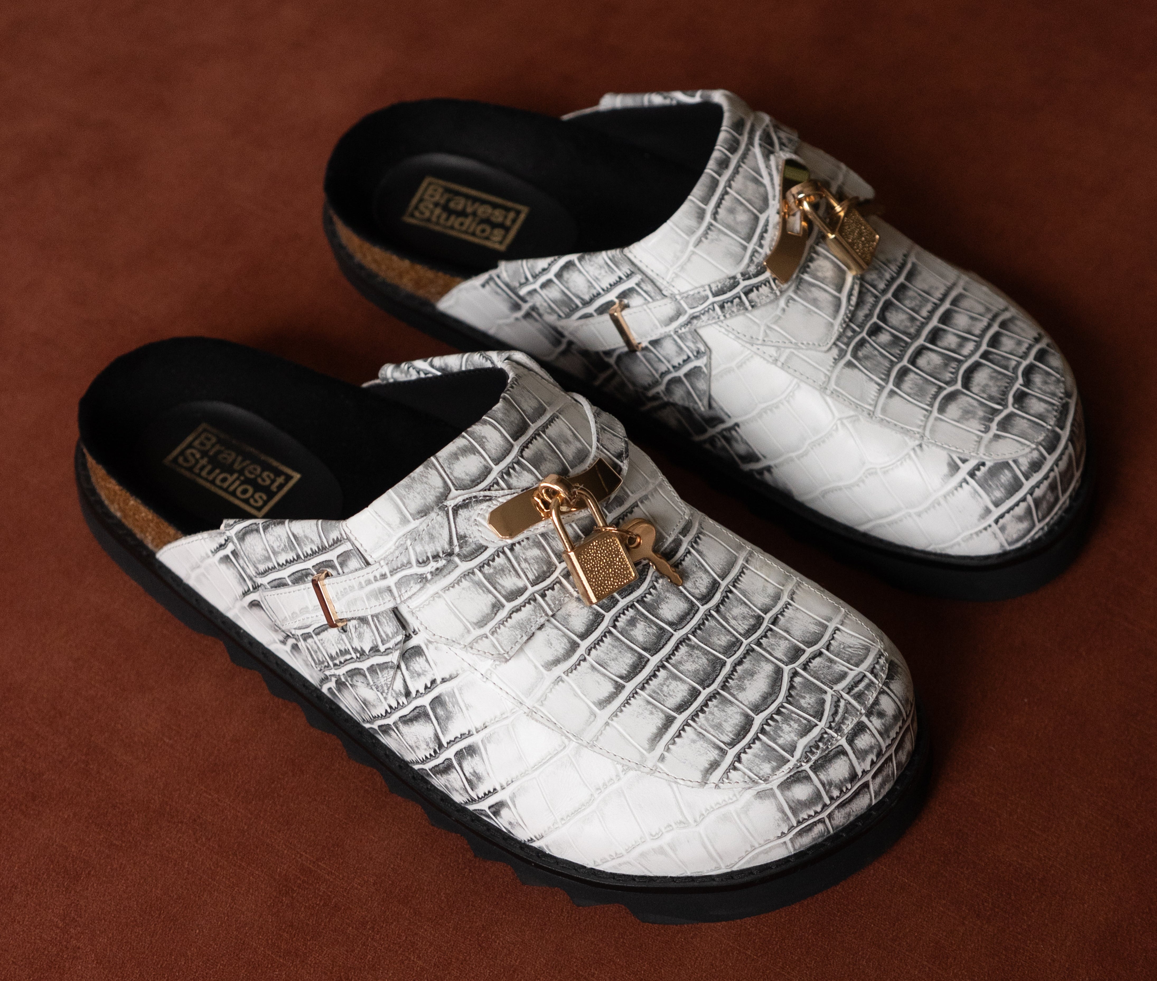 Bag Clogs White Snakeskin 11 Bag Clogs (Two Colorways)