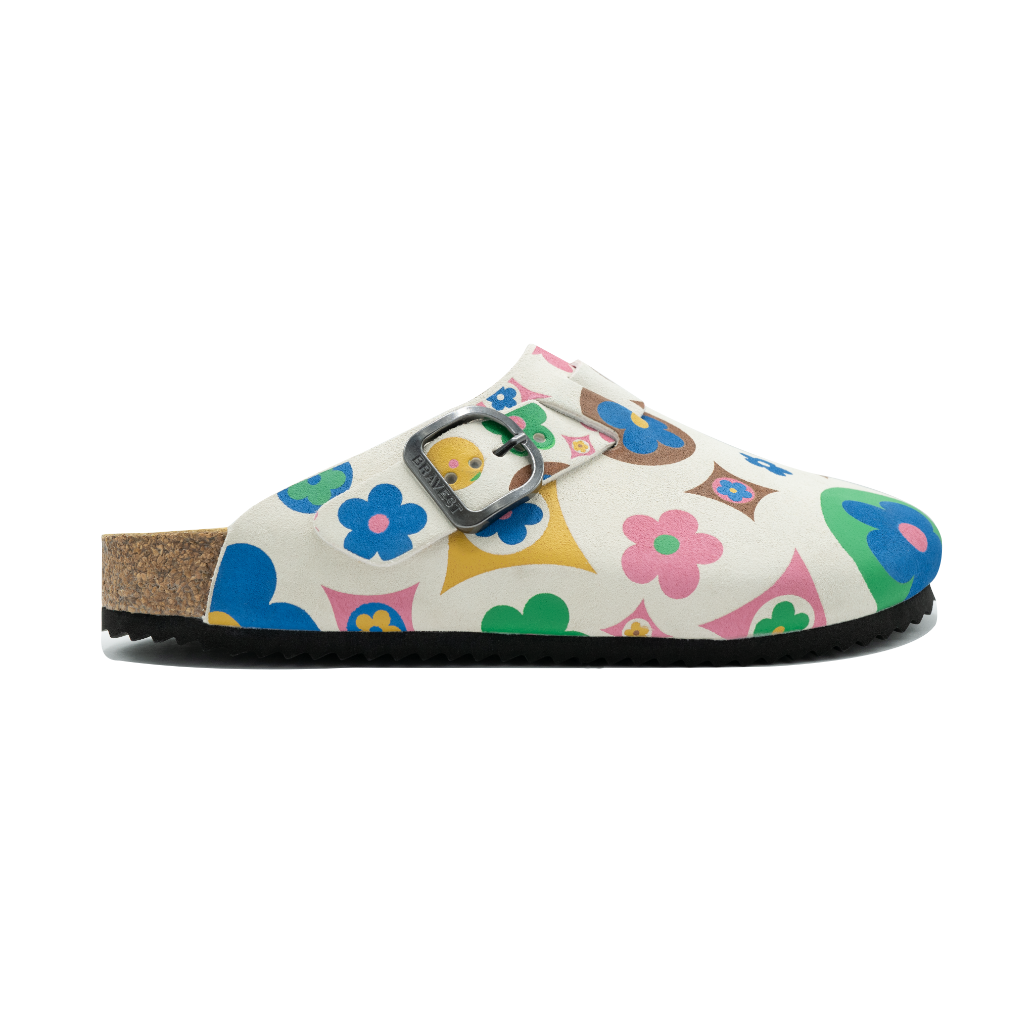 Multicolor Flower Suede Clogs