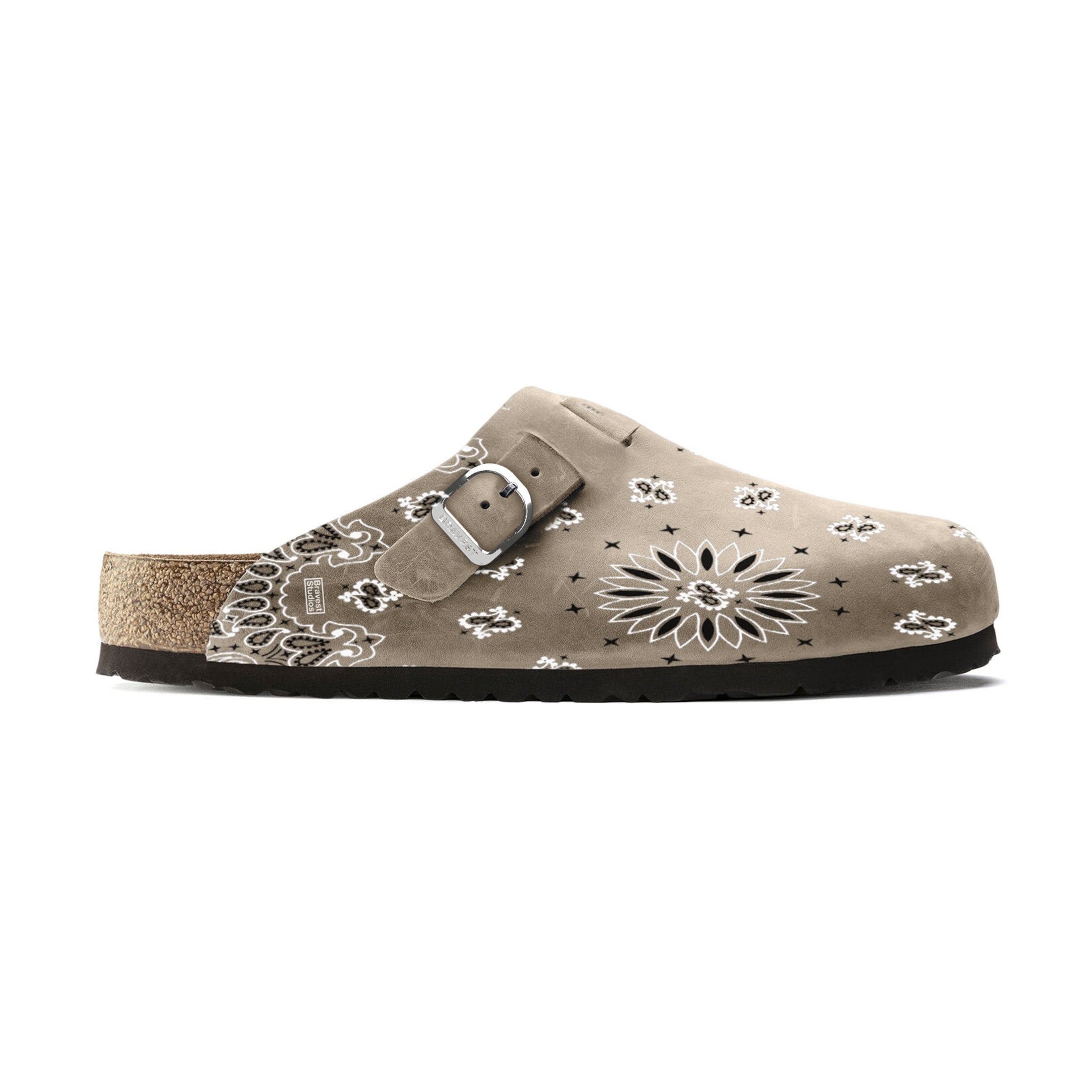 Camel Suede Paisley Clogs 3 Camel Suede Paisley Clogs