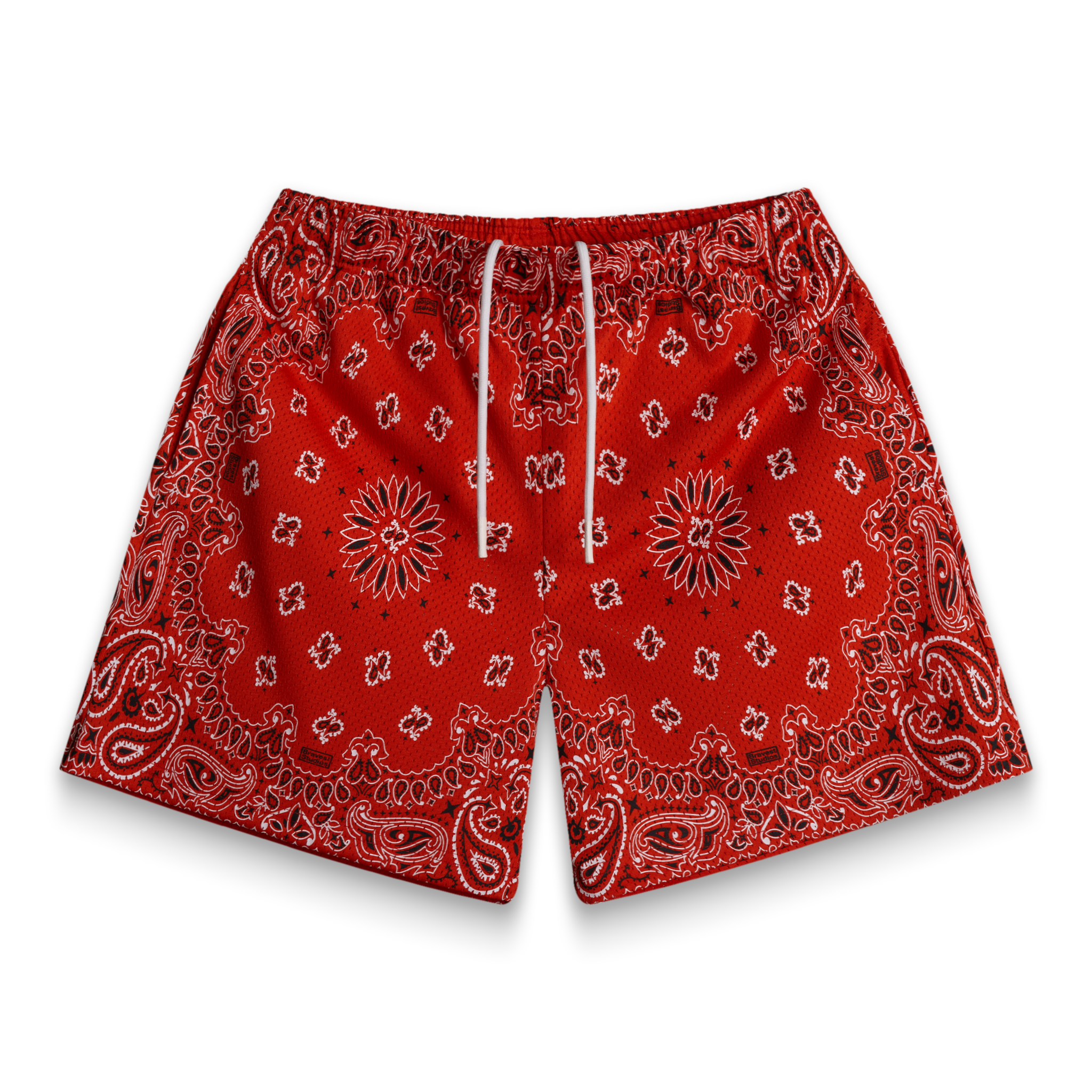 Screenprinted Paisley Two-Tone Red Shorts