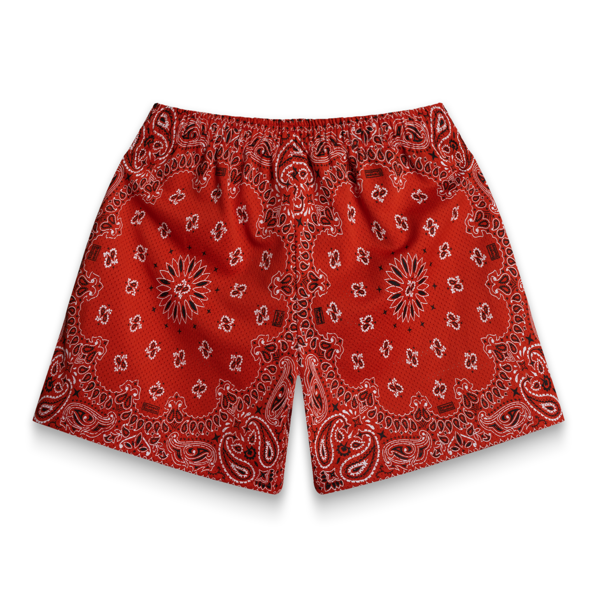 Screenprinted Paisley Two-Tone Red Shorts 3 Screenprinted Paisley Two-Tone Red Shorts