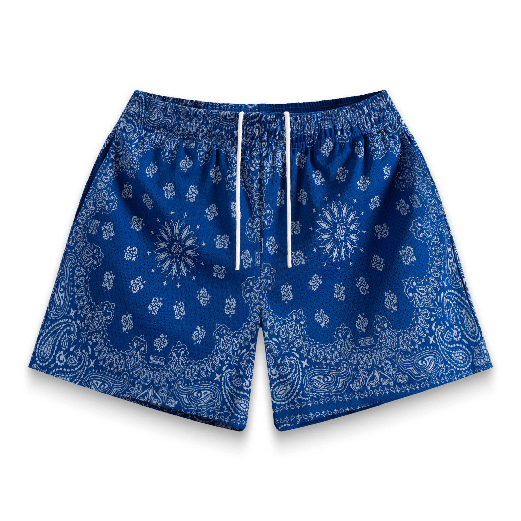 Screen Printed Blue Paisley Shorts