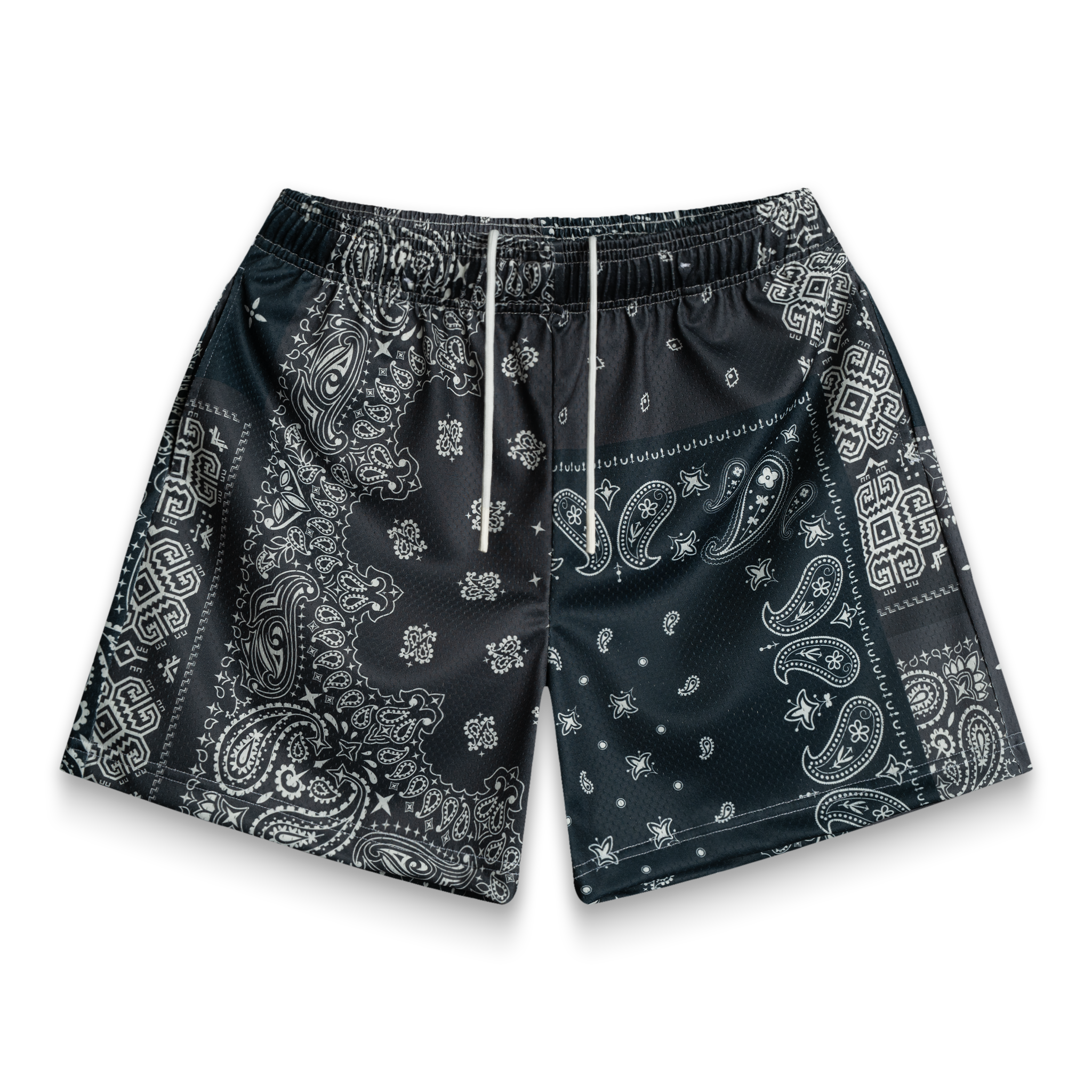 Black Patchwork Paisley Shorts