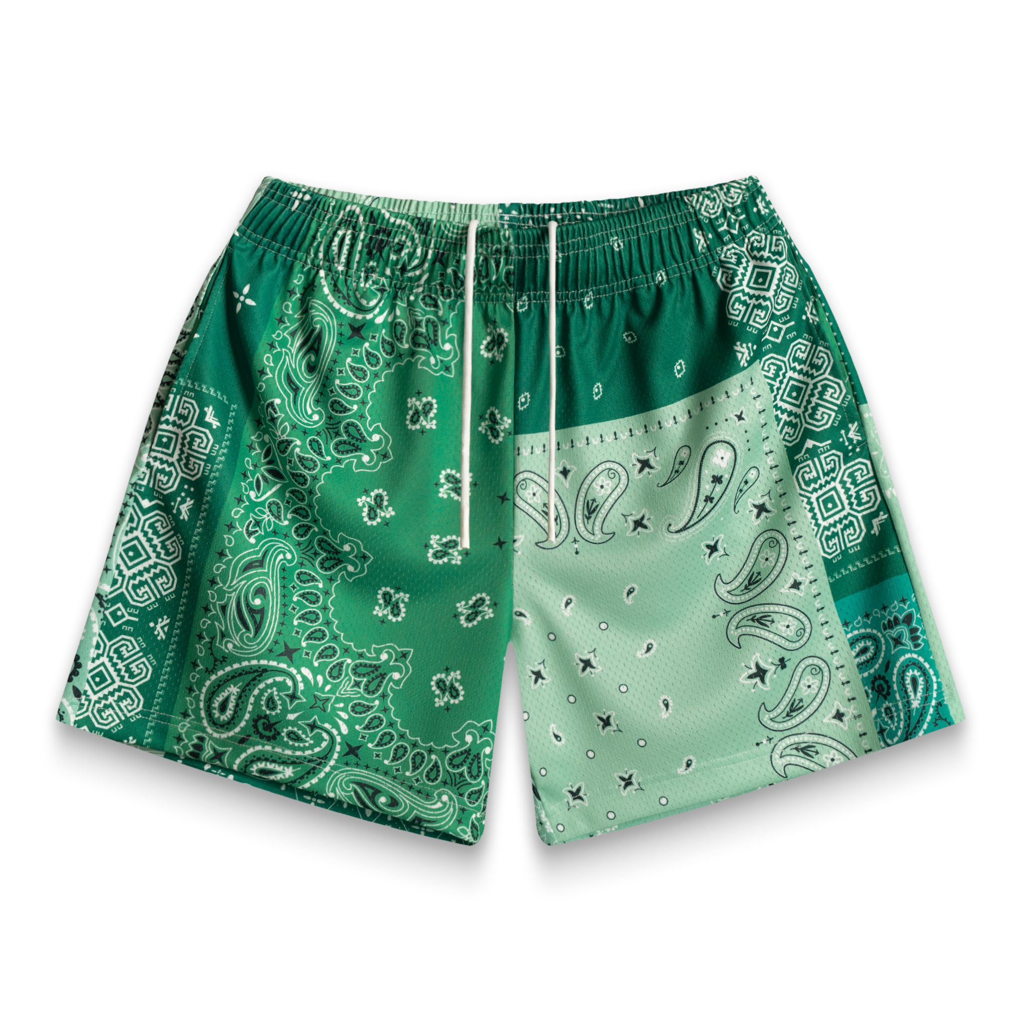 Green Patchwork Paisley Shorts