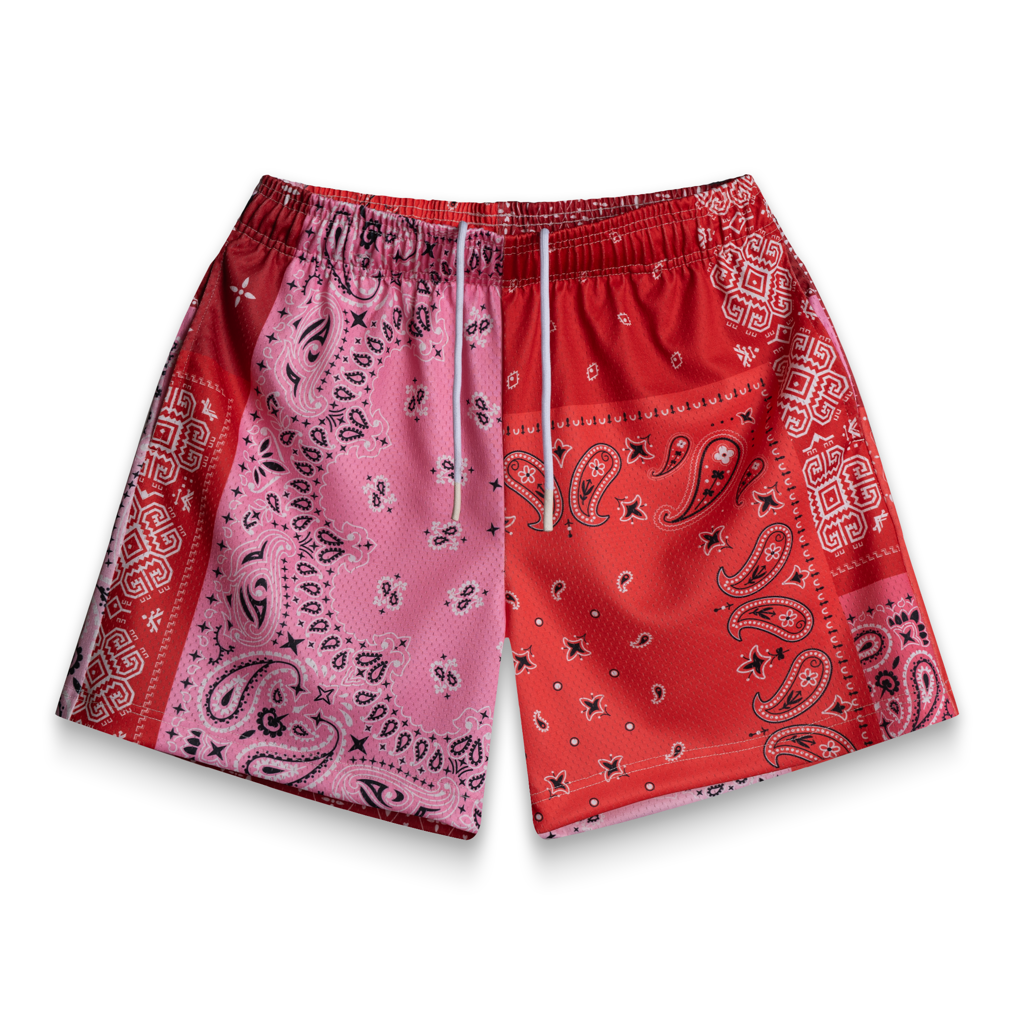 Red Patchwork Paisley Shorts