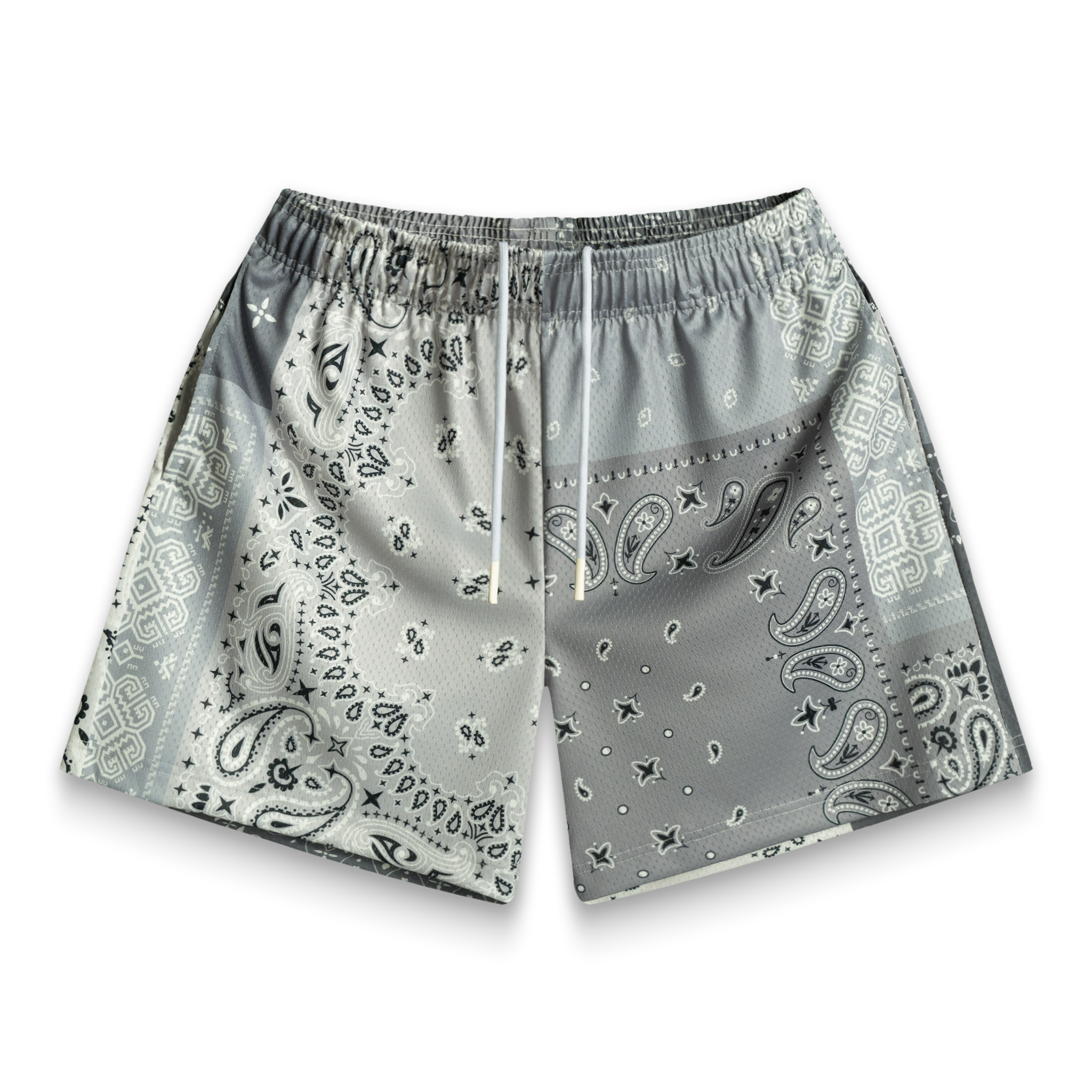 Grey Patchwork Paisley Shorts