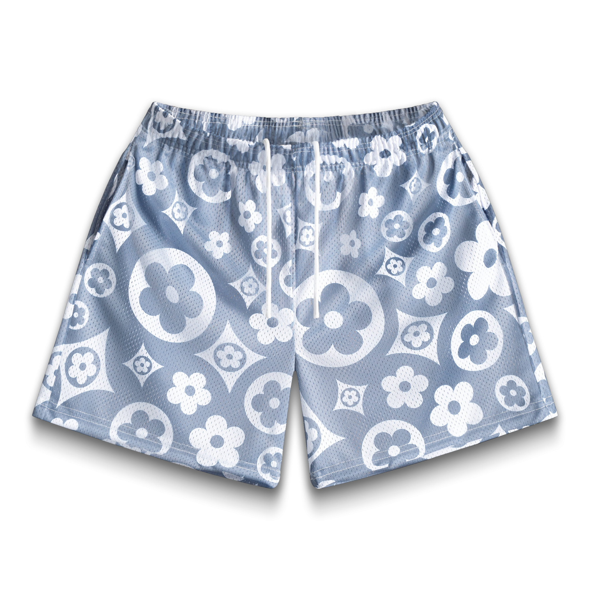 Grey Flower Shorts