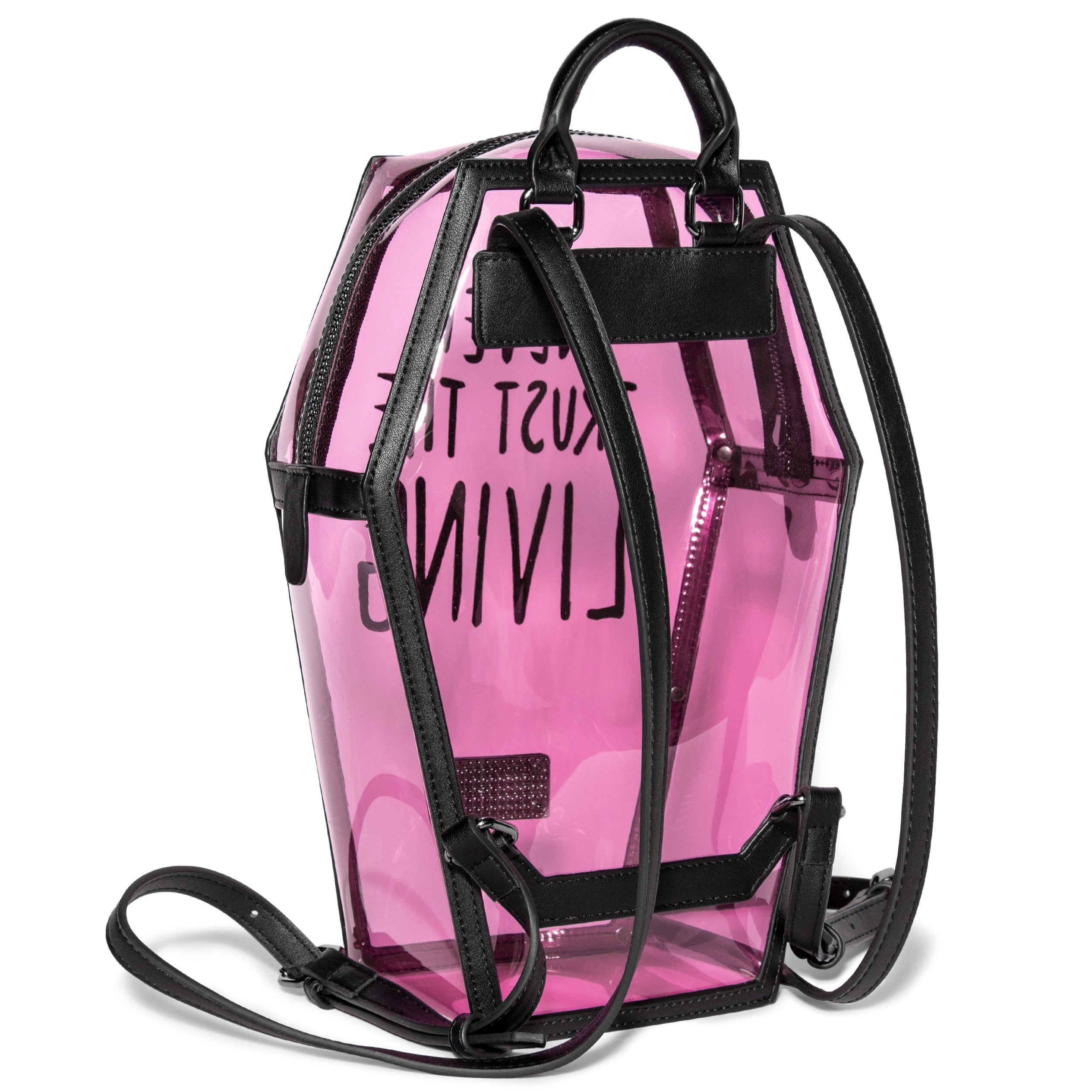 Never Trust Pink Clear Coffin Backpack 4 Never Trust Pink Clear Coffin Backpack