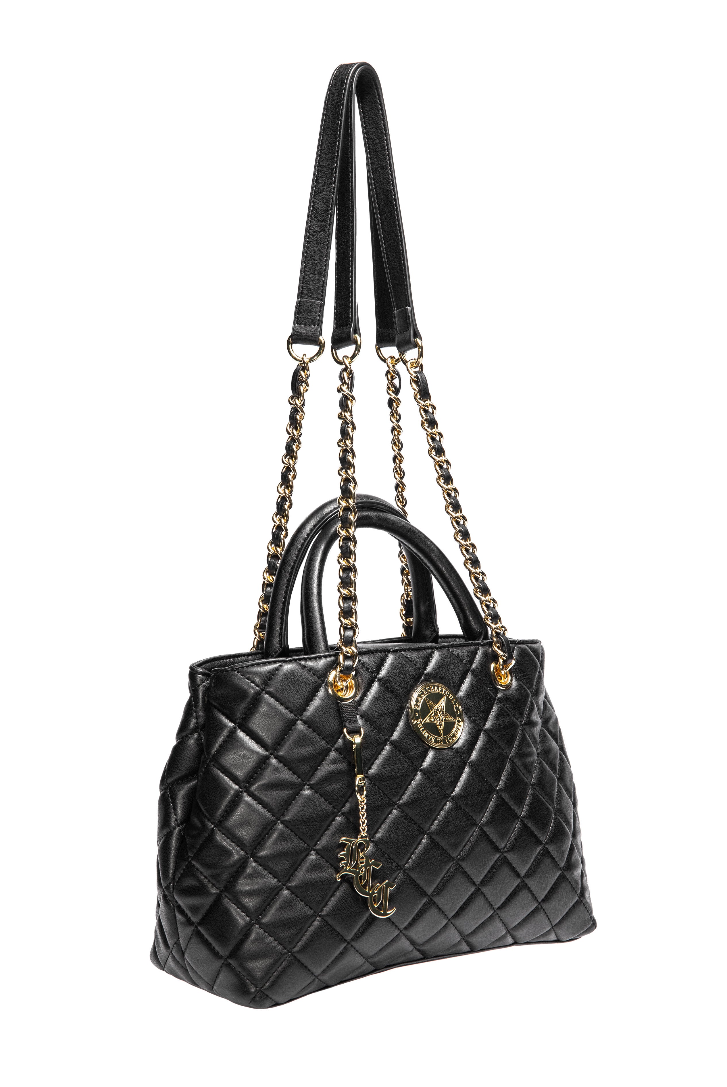 Believe in Yourself Black Quilted Satchel