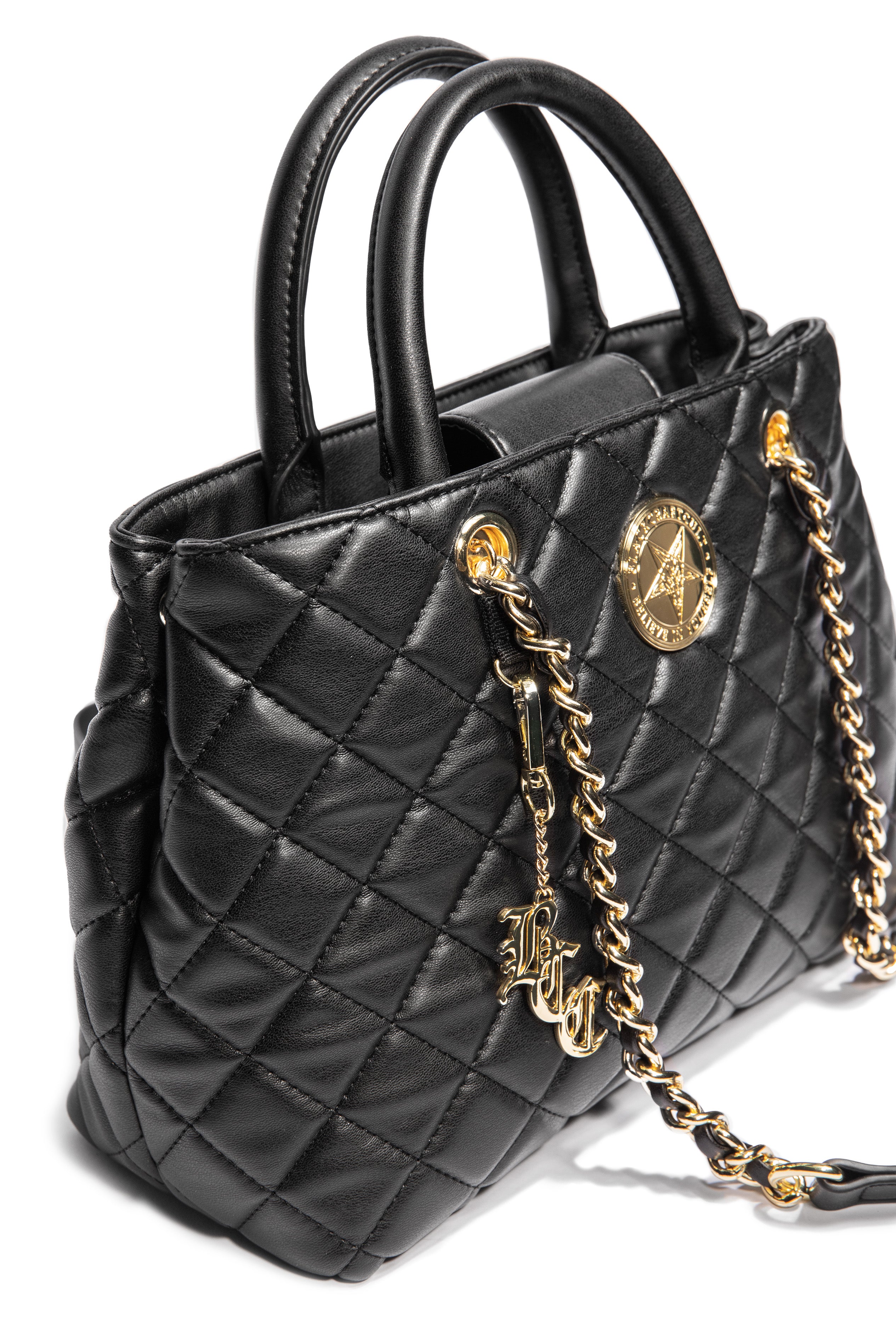 Believe in Yourself Black Quilted Satchel 6 Believe in Yourself Black Quilted Satchel