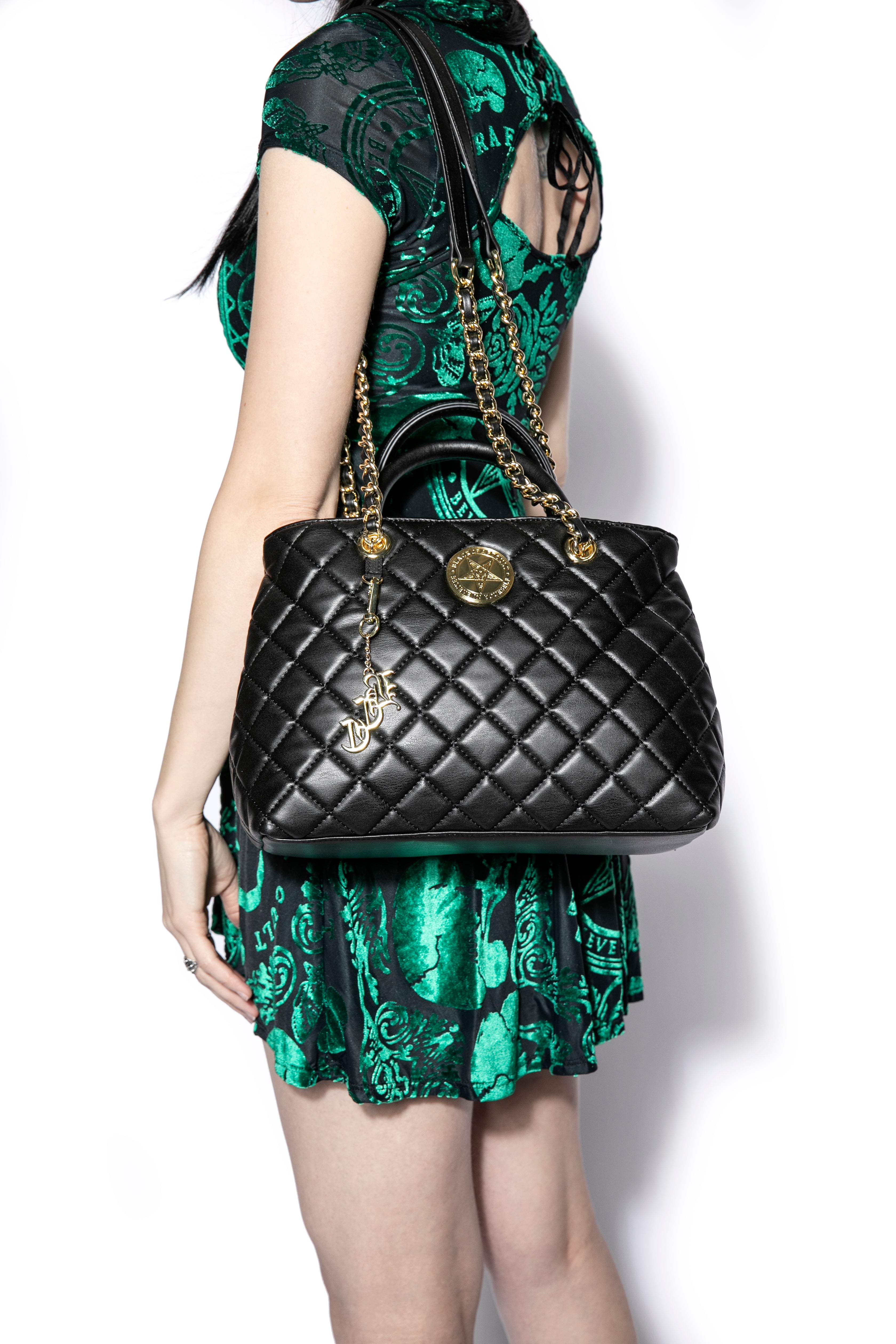 Believe in Yourself Black Quilted Satchel 7 Believe in Yourself Black Quilted Satchel