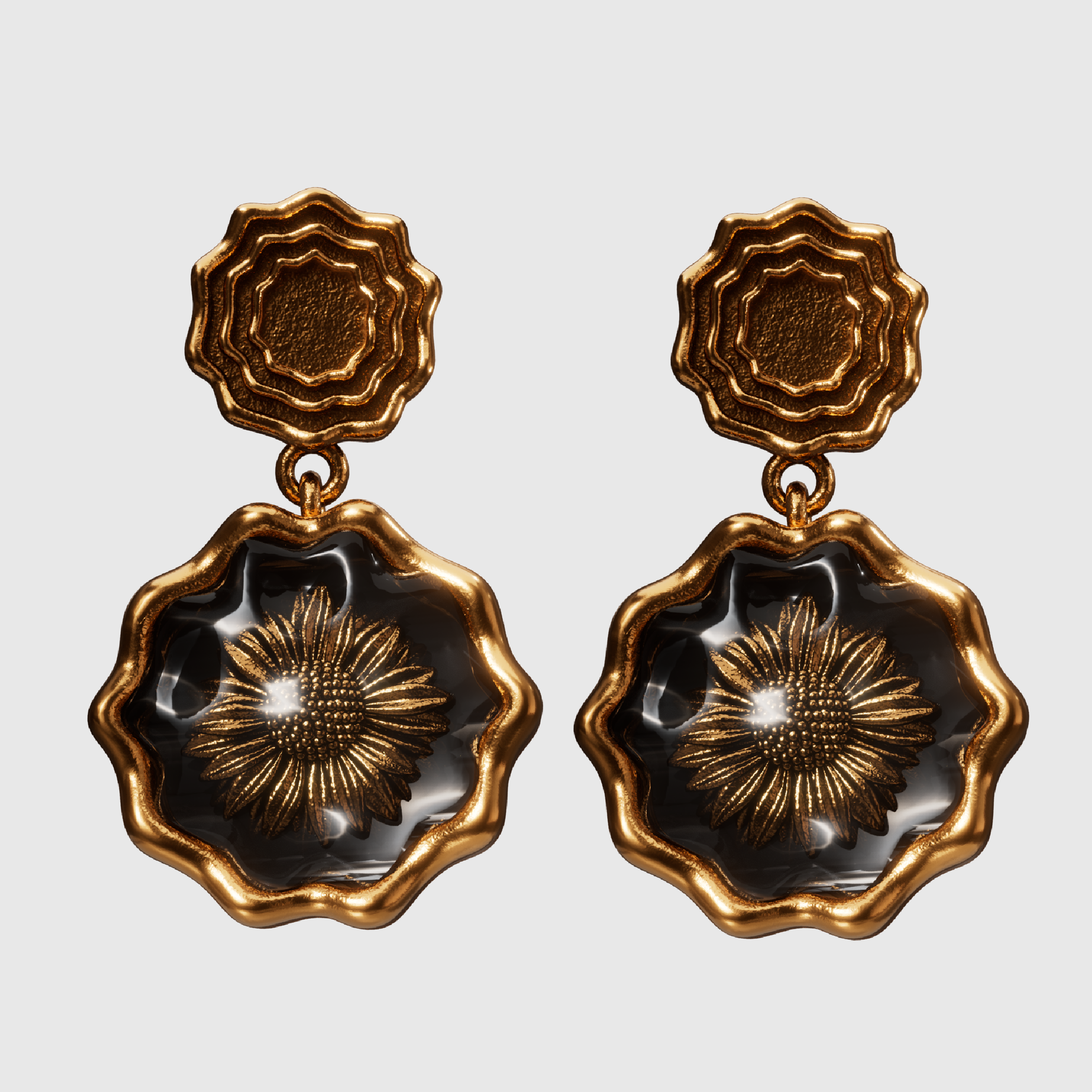 Sunflower - Gold Earrings