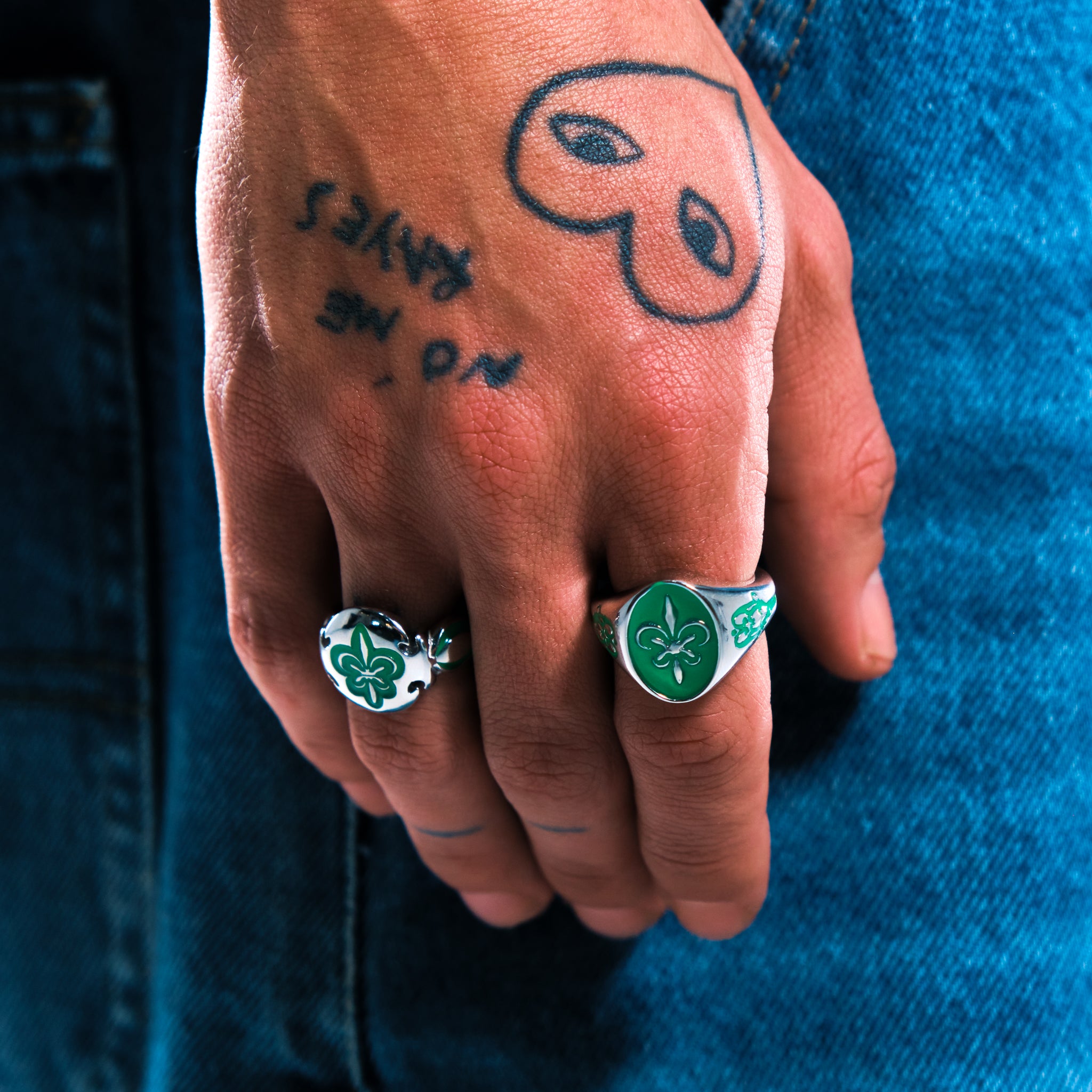 Fleur de Lis - Green Ring 3 Fleur de Lis - Green Ring